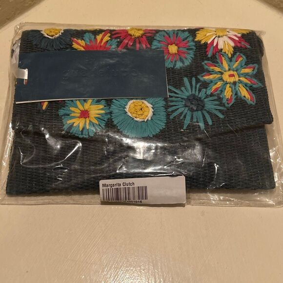Guadalupe Margharita Convertible Crossbody Clutch Blue Woven Embroidered Floral - Picture 10 of 11